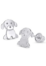 remarkable tiny puppy screw back sterling silver baby earrings